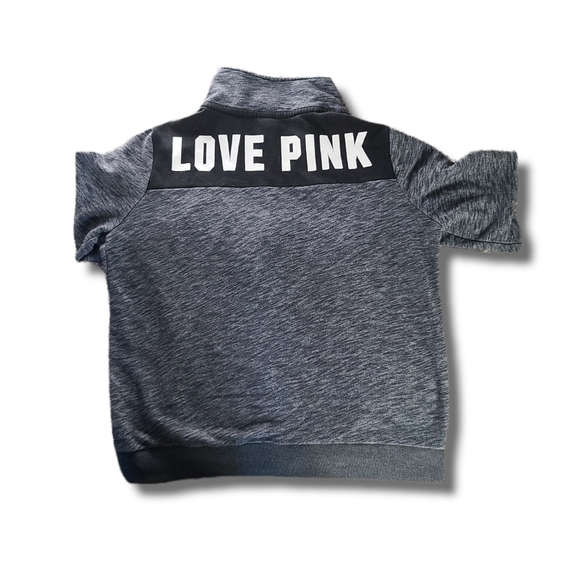 𝅺VS PINK Heathered Dark Grey Black Quarter-Zip Pullover Sweatshirt - Picture 3 of 4